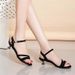 Soft Leather Suede Sandals Women's Stiletto Low Heel Medium Heel High Heel Black One-word Buckle Women's Shoes_vogvips.com