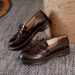 Women's Shoes Retro Thick Soled Chunky Heeled Leather Shoes Bowknot Tassel Loafers Slip On Lazy Round Toed Single Shoes For Women_vogvips.com