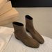 Trendy Short 2024 Autumn Winter New Style Chunky Heel Slim French Suede Ankle Boots_vogvips.com