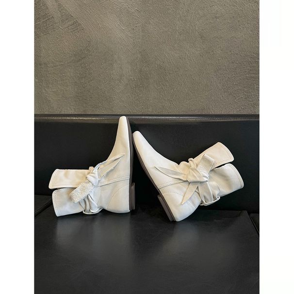 2025 Fall/Winter New Niche Design Lace-Up Height-Increasing White Ankle For Women, Vintage Slim Boots_vogvips.com