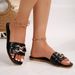 SHLIANG Fashion Women Slippers Lightweight Flat Sandals Metal Decoration Casual Shoes Fashion Chain Slippers Beach Slides Women V0164_vogvips.com
