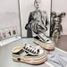 Spring New Popular Women's Canvas Mules With Closed Toe, Thick Sole, Height-Increasing, Versatile Platform White_vogvips.com