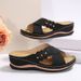 New Slope Heel Flat Casual Slippers For Women With Cross Belt Solid Color Large Size Versatile Shoes_vogvips.com