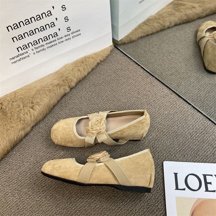 Inner Height Increase 5CM New Chinese Flower Cross With Shallow Mouth Single Shoes Suede Thick Sole National Style Mary Jane Women's Shoes_vogvips.com