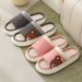 Four Seasons Linen Floor Slippers Home Couple Thick Bottom Non-slip Comfortable Sweat-absorbing Breathable Cotton_vogvips.com