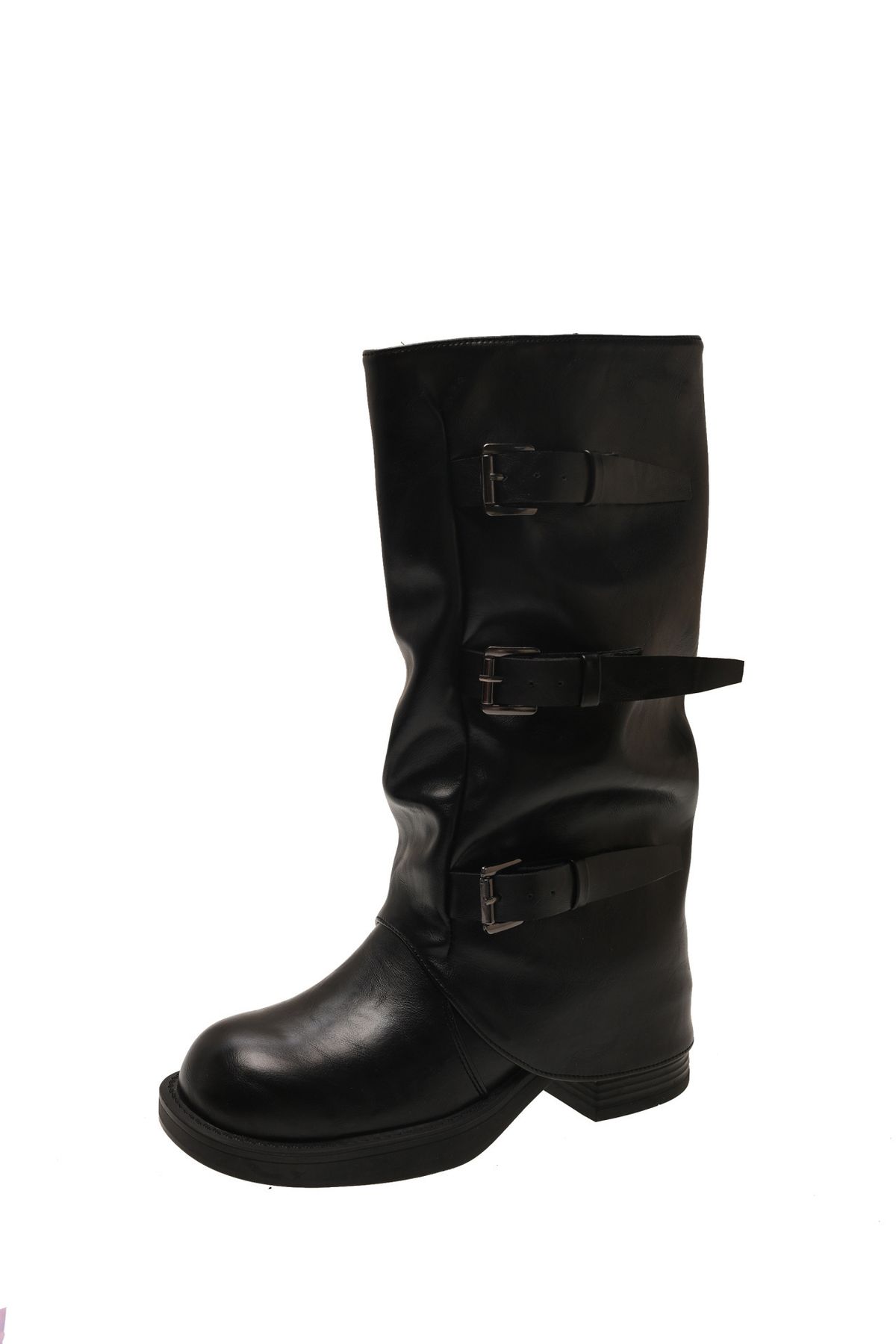 Women's Fashion Cowboy Boots With Chunky Heel - Retro Stacked Ankle Boots For Women, Comfortable Round Toe Mid-Calf Boots In Black & Brown_vogvips.com