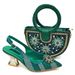 Shoe Bag Set Combination Wrist Woven Moon Bag + Women's Pointed Sandal Crystal Buckle_vogvips.com