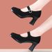 Cheongsam Soft-soled Cloth Shoes Model Non-slip Black Single Shoes Work Shoes High Heels Dancing Mother_vogvips.com