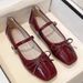2025 Fall New French Style Mary Jane Shoes For Women, Square Toe, Shallow Mouth, Flat Sole, With Bow Strap_vogvips.com