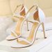 126-7 European And American Style Fashion Party Women's Shoes Ultra High Heel Stiletto Open Toe Patent Leather Cross_vogvips.com