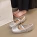 Versatile Square Head Pleated Word With Soft Bottom Flat Bottom Shallow Mouth Ballet Mary Jane Women's Single Shoes_vogvips.com
