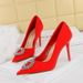 18249-K62 Fashion Banquet Pointed Thin Shallow Mouth Silk Water Diamond Ultra High Heels Single Shoes For Women_vogvips.com
