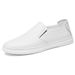 Men's Round Head First Layer Cowhide Casual Men's Board Shoes Sleeve Flat Heel Board Shoes Men's Shoes Shallow Mouth Lace-up Single Shoes_vogvips.com