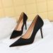 1983-1 Korean Fashion Simple High Heels Shallow Mouth Pointed Tip Nightclub Sexy Slim Silk Satin Single Shoes_vogvips.com