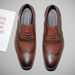Euro Step Men's Brogue Formal Leather Large Size Business Casual Pointed Toe Single Wedding Oxford Shoes_vogvips.com