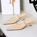 5131-1 French Style Pointed Mesh Rhinestone Stiletto Heel Mules For Women Breathable Hollow Strap Open Toe Shoes_vogvips.com