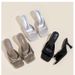 Summernew Arrival Black Satinbows Square Toe Sandals For Women Daily Work Clothingslimming Lookeasiest For Match Medium Heel_vogvips.com