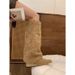 Niche Wedge Heel Fleece-Lined Cotton Shoes Long Women 2025 New Autumn Winter Pointed Toe Mid-Calf Riding Boots_vogvips.com