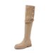 2024 New Korean Style Brown Two-Way Melad Suede High Soft Sole Comfortable Riding Boots_vogvips.com