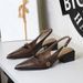 Brown Camellia Single With Thick Low Heel Rear Empty Back Strap Women S Shoes_vogvips.com