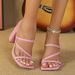 2026 Summer New Square-Toe High-Heel For Women With Cross Straps, Elastic Back Strap, Chunky Heel Sandals From The_vogvips.com