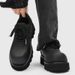 3218 Chunky Derby For Men Thick Sole Height Increasing Versatile Men's Matte Dark Commuter Trendy Casual Leather Shoes_vogvips.com