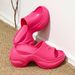 Cross Flower Thick Sole Slippers For Women Summer Outdoor 2024 Spring New Black 9cm Height Increasing One-Strap High_vogvips.com