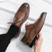 Euro Step New Low-Cut Brogue Carved Men, Large Size 46, Business Formal Leather Shoes For Weddings_vogvips.com