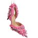 Women's Shoes new pink black and white rhinestone bow decoration lace Lolita closed toe silk high heel sandals_vogvips.com