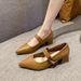 Mary Zhen Women's High Heels 2025 New Spring And Autumn One Line Style Pointed Leather Middle Single Order Shoes_vogvips.com