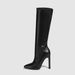 Women's Shoes Pointed Toe Side Zipper Stiletto High Heel Mid Calf Boots, High Elasticity, Plus Size Women's Leather Boots_vogvips.com