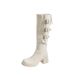 White Slouch For Women 2025 Autumn Winter New Long Heel Over-the-Knee Thick Sole Slim Boots_vogvips.com