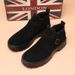 Martin Boots Men's High-top Velvet Cotton Shoes Black Medium-top Tooling Short Boots Leather Shoes Men's_vogvips.com
