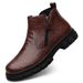 Men's Leather Boots Fleece High Top Leather Shoes Men's Locomotive Middle Help Tooling Short Boots_vogvips.com