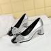 5299-H65 Wind Mary Jane Women's Shoes Water Diamond Shining Bow Thick Middle Heel Square Head Color Blocked High Heels_vogvips.com