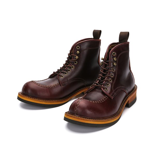 European Warm Series Ami Khaki Martin For Men, Autumn And Winter High-top Work Genuine Lace-up Leather Boots, Motorcycle Style Boots_vogvips.com