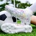 Soccer Shoes High tops long spikes gold camouflage professional shoes_vogvips.com