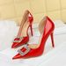 638-K32 European And American Style Party High-heeled Shoes, Thin Heel, Patent Leather, Shallow Cut, Pointed Toe, Side_vogvips.com