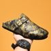 Men's Footbed Clogs For Women Soft Leather Adjustable Buckle Slip-on Potato Shoes Sandals Beach Slippers_vogvips.com