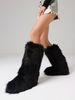 Furry Fluffy Women Snow Boots Warmplush Knee High Flats Luxury Fashion Punk Goth Cosplay Women Winter Shoes_vogvips.com