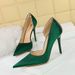 1298-6 Korean Banquet Slim Ultra High Heels Shallow Mouth Pointed Side Hollow Wave Embossed Satin Single Shoes_vogvips.com