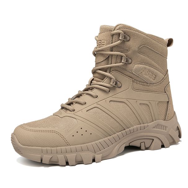High-top Men Outdoor Anti-slip Thick-soled Shock-absorbing Breathable Combat Boots Men Comfortable Casual Ankle Boots Men_vogvips.com