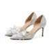 Summer New Shoes For Women, Thin Heel Pointed Toe Bowknot European And American Style Hollow Single Shoes, Bridesmaid_vogvips.com