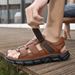 Men's Genuine Leather Sandals, 45, Outdoor Soft Sole, Comfortable Driving 46, Casual Beach 47, Large Shoes, Size 48_vogvips.com