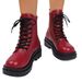 Women's plus Size Lace up Ankle Boots round Toe Thick Soled Martin Boots Autumn Style Size 43_vogvips.com