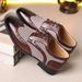 HPIOPL Men's Brogue Loafers - Classic Houndstooth Pattern, Breathable Casual Dress Shoes For Business & Leisure_vogvips.com
