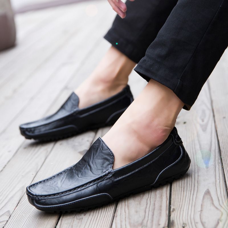 Men's Genuine Leather Driving Loafers - Breathable Slip-On Casual Shoes For Business & Daily Wear (Black/Blue/Brown/White)_vogvips.com