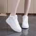 Women's Casual Sneakers Winter Ins Fashion Flat Shoes With Faux Fur Lining Cross Strap Low Top Platform Shoes For Daily Wear_vogvips.com