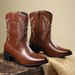 Cross-Border New European And American Western Cowboy Trendy Fashion Men's Shoes Retro Casual Zipper Martin High-Top_vogvips.com