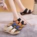 New Women Embroider Flowers Leather Women's Sandals Outdoor Light Casual Wedges Slippers Slip On Summer Shoes For Woman_vogvips.com